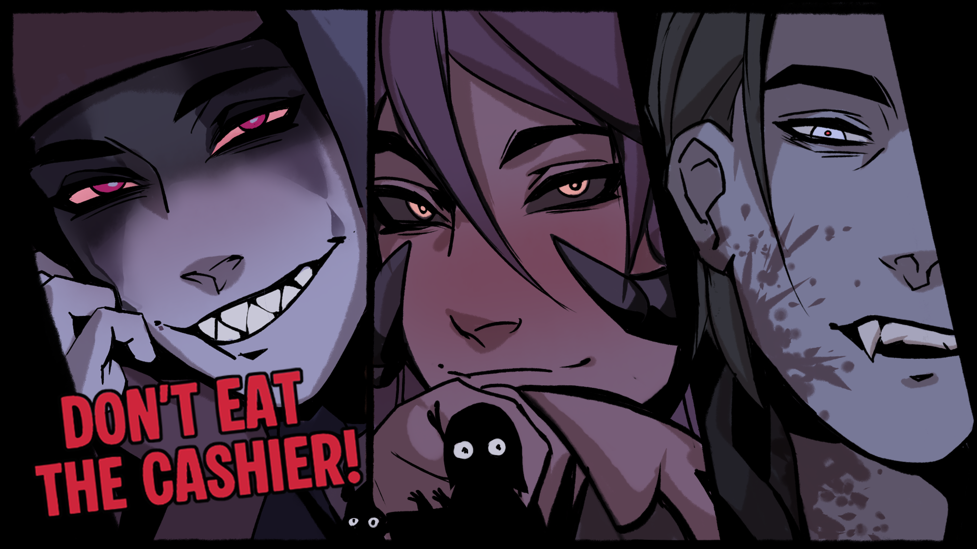 Don't Eat the Cashier monster visual novel game featuring a night shift cashier serving mysterious monster customers